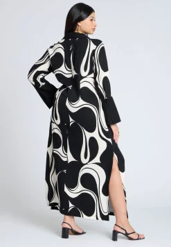 Printed Collared Maxi Dress