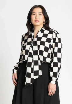 Printed Tie Neck Blouse