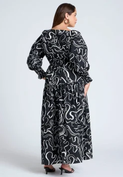 Printed V Neck Maxi Dress