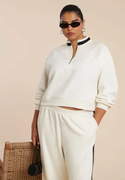 Quarter Zip Stripe Detail Sweatshirt