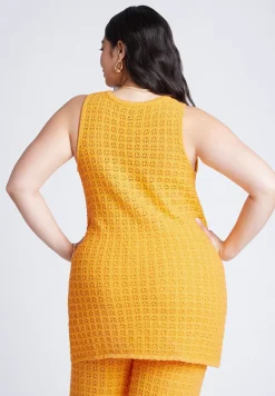 Racer Sweater Top With Scalloping