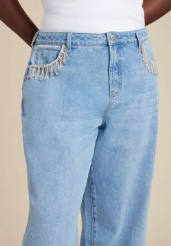 Relaxed Jean With Rhinestone Trim Pocket
