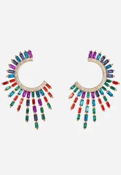 Rhinestone Multi Gem Spray Earrings