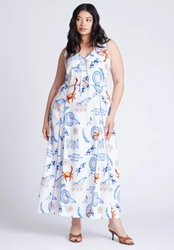 Roping Detail Printed Maxi Dress
