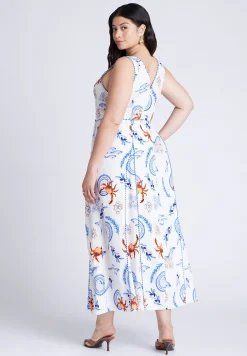 Roping Detail Printed Maxi Dress