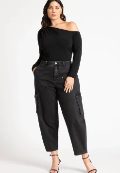 Ruched One Shoulder Tee With Thumbhole sleeve