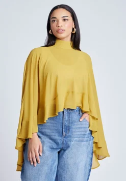 Ruffle Detail Asym Cape