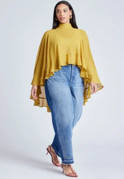 Ruffle Detail Asym Cape