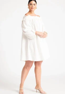 Ruffle Neckline Mini Dress