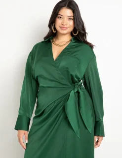 Satin Maxi Wrap Dress