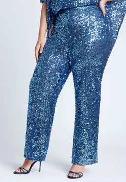 Sequin Open Mesh Straight Leg Pant
