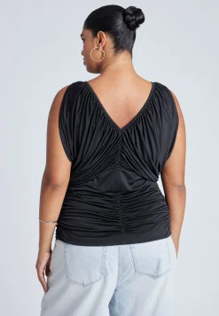 Shirred Bust V-Neck Top