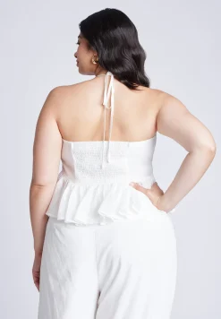 Shirred Halter Peplum Top
