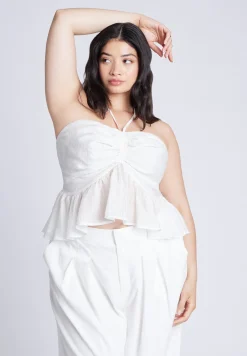 Shirred Halter Peplum Top