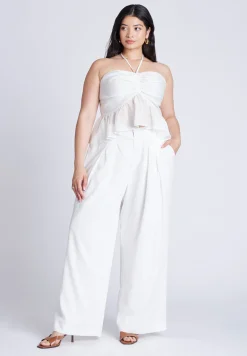 Shirred Halter Peplum Top