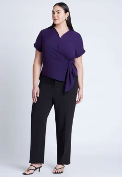 Short Sleeve Collared Top With Waist Tie