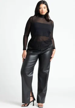 Slit Hem Faux Leather Pant