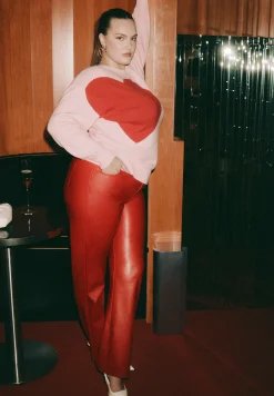 Slit Hem Faux Leather Pant