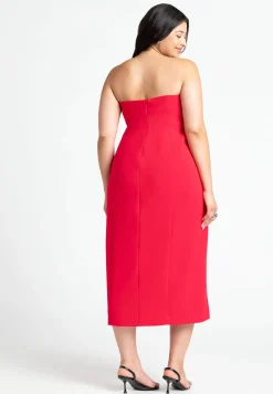 Strapless Double Breasted Midi Dress