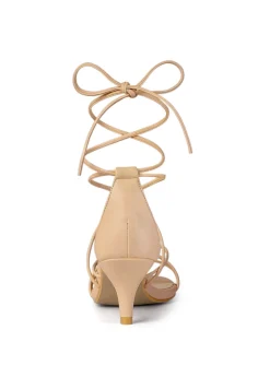 Strappy Kitten Heel Lace Up Sandals