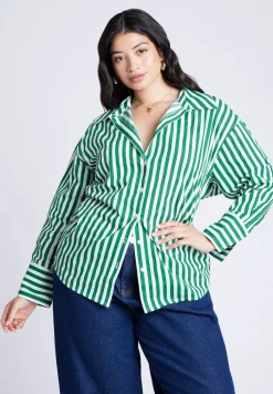 Striped Tie Back Button Up Top