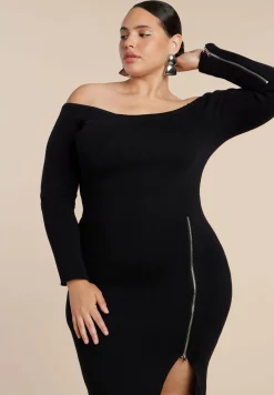 Sweater Midi Dress W Zippers