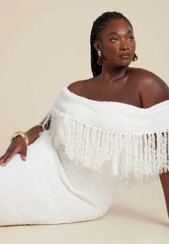 Textured Fringe Sweater Dress