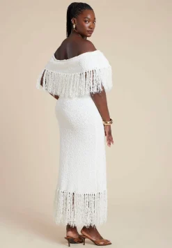 Textured Fringe Sweater Dress