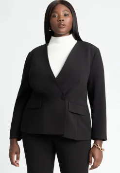The 365 Semi Stretch Double Breast Collarless Blazer