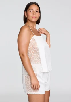 The Lace Panel Tank - Recycled Satin