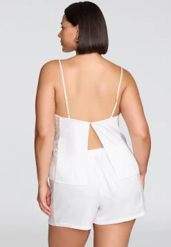 The Lace Panel Tank - Recycled Satin