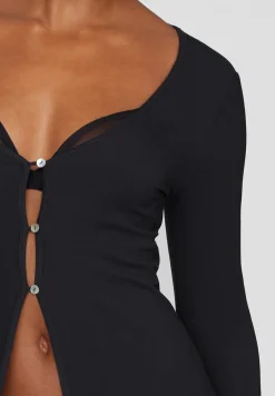 The Long Button Cardigan - Modal Silk Rib
