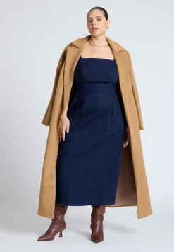 Tie Detail Denim Midi Dress