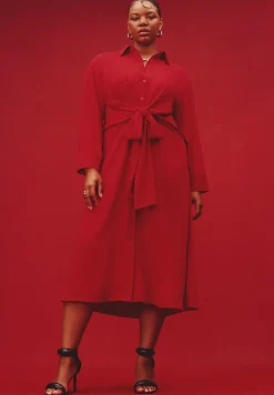 Tie Front Oversized Shirt Dress