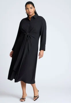 Tie Front Oversized Shirt Dress