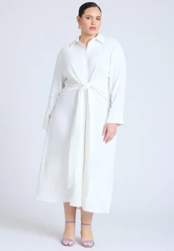 Tie Front Oversized Shirt Dress