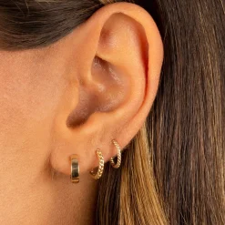 Tiny Wide Solid Huggie Earring 14K Gold One Size Pair