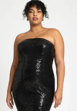 Tulle Flounce Sequin Column Dress