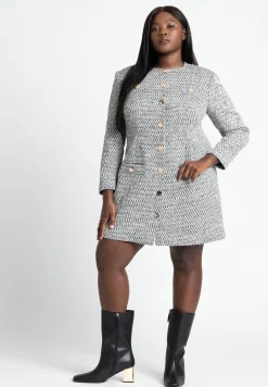 Tweed Long Sleeve Mini Dress
