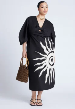 Twist Detail Printed Column Dress