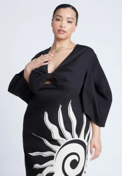 Twist Detail Printed Column Dress