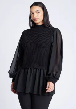 Twofer Sweater With Chiffon