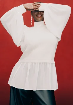Twofer Sweater With Chiffon