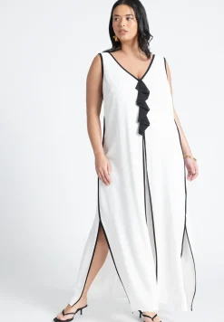 V Neck Gauze Maxi Dress