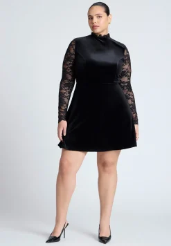 Velvet Mini Dress With Lace