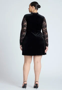 Velvet Mini Dress With Lace