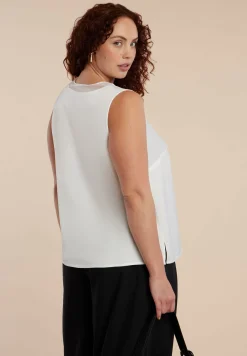 V-Neck Blouse With Chiffon Trim