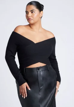 Wrap Front Cropped Sweater